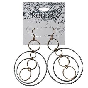 Kensie Jewelry Two-Tone Metal Hoop Drop Earrings